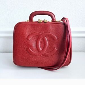 Chanel Red Caviar Two-way Vanity Bag